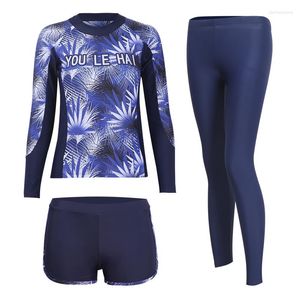 Kvinnors badkläder mode baddräkt full kropp dykning surfing snorkling kostym split 3 stycken badrum rashguard kvinnor koreanska skjorta byxor korta