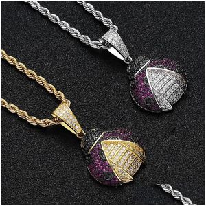 Collane con ciondolo Hip Hop Rapper Cubic Zirconia Pavimentato Bling Iced Out Carino Insetto Chafer Pendenti Collana Per Donna Uomo Charm Drop D Dhh7P