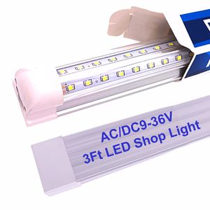 3ft 90 cm 36 tum 12V LED-rör strip lampor Interiör DC/AC 9-36V V-formad Integrerad T8 LED-butik Ljus Fixtur LED Kylare Dörrbelysning Fluorescerande glödlampor Crestech