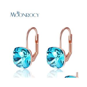 Stud Cubic Zirconia Rose Gold Color Moda all'ingrosso Orecchini blu di cristallo austriaco per le donne Regalo Drop Delivery Jewelry Dhodk