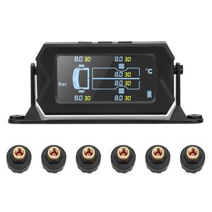 Solar sem fio TPMS 6 Sensores RV Acessórios Caravan Sistema de monitoramento de pressão do pneu de caminhão Digital Trailer LCD Alarme de serviço pesado