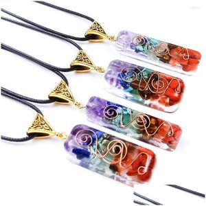 Pendant Necklaces Orgonite Chakela Rainbow Seven Chakra Reiki Healing Energy Stone Meditation Pendum Necklace Drop Delivery Jewelry P Dhtgb