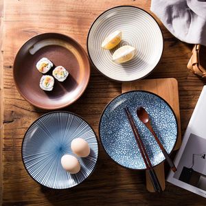 Plates Creative Japanese Ceramic Plate Western Round Rice Soup Sushi Pasta Fruit Tableware