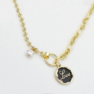 Pendant Necklaces Plated 14K Gold Titanium Steel Necklace Ladies Zircon Black Lacquer LOVE Letter Item Jewelry