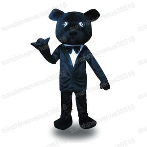 Halloween Black Suit Dog Mascot Simulação