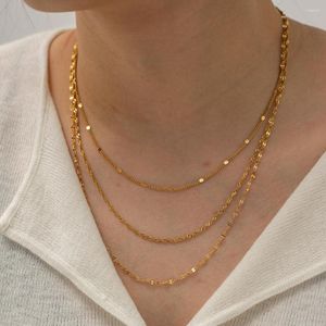 Ketten Minimalistische Goldfarbe Twist Seil Kette Halsketten für Frauen Edelstahl Mehrschichtige Choker Anhänger Schmuck Geschenk