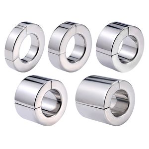 Adult Toys Magnetic Lock Metal Scrotum Pendant Ball Stretcher Testis Weight Cock Ring Penis Restraint Stainless Steel Sex Toys for Men 230519