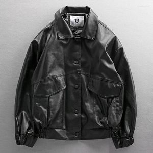 Jaquetas femininas Deeptown Leather Jacket Men and Women Black Motorcycle Biker Fashion Streetwear Techwear Bomber Bomber Gothic Coats