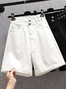 سراويل جينز كبيرة الحجم مرنة الساق الصيف ألين مستقيمة سراويل جينز قصيرة قصيرة عالية الخصر