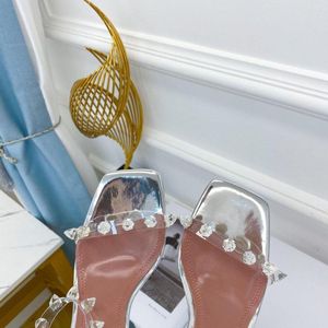 Casual Sexy Lady Designer Sandals Fashion Women Buty Sier Glitter Strass Spikes Peep Toe High Heels530