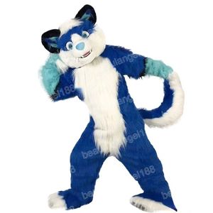 Christmas Blue Husky Dog Mascot Costume Cartoon Character Outfit Suit Halloween Party Outdoor Carnival Festival Fancy Dress for Men Women