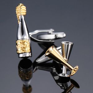 Brand new high quality Champagne Cup Cufflinks fashion suit jewelry wine bottle Cufflinks men's Wedding Shirt Badge Pin