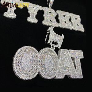 Necklaces Animal Goat Initial Name Letters Necklace Personalized Pendant With Rope Chain Iced Out Bling 5A Cubic Zircon Hiphop Jewelry