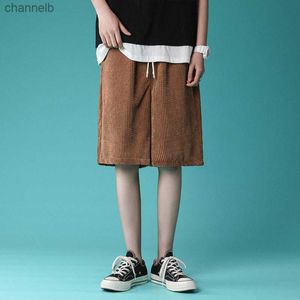 Sommer Dünne Cord Mode Retro Casual Streetwear Lose Gerade Kordelzug Shorts Herren S-2XLL230519