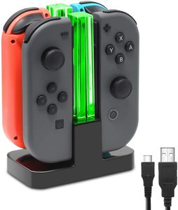 Oyun Denetleyicileri Joysticks 4 1 Taşınabilir NS Switch Joystick Şarj İstasyonu LED Joypad Denetleyici Şarj Cihazı 230518 için USB kablosu ile
