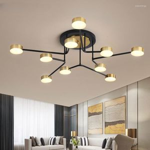 Candeliers liderados Lâmpada pendente Golden Luxuxy Modern Chandelier Iluminação para sala de jantar LIVERAÇÃO DOMO DEco luminárias internas luminárias