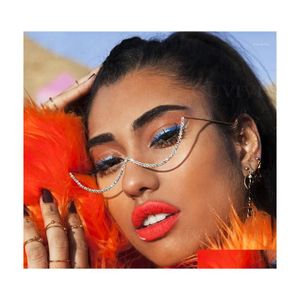 Solglasögon Fashion Diamond Glasses Rames For Women Luxury Half Frame Rhinestone Gelgasses Wave Eyewear Decoration Drop Delivery AC DHTN0