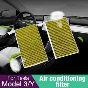 For Tesla Model 3 Model Y 2023 Activated Carbon Air Filter 2 Pieces Set Air Conditioner Filter Element Replacement Accessories