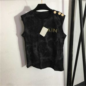 Luxury T Shirt Tank Top Shoulder Button Logo Lettering Print Womens Clothes Lettering Print Sleeveless Shirts Fashion Tops Designer Women Clothing