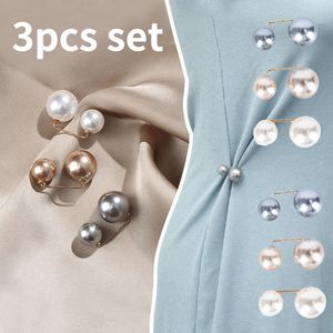 3Pcs/Set Double Pearl Brooch Pins Anti-fade Exquisite Elegant Brooches For Women Sweater Coat Summer Dress Decoration