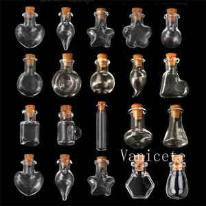 Multi-Stile Mini transparente Driftflasche Anhänger Wunschflasche Holzkorken kleine Glasanhängerflasche Parfüm leere Flaschen T9I002313