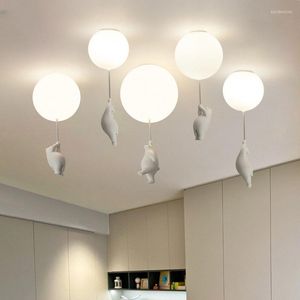 Candeliers lideraram as luzes de lustre modernas, lâmpadas de teto de urso voador para crianças quarto infantil quarto de vida decoração de casa luminária