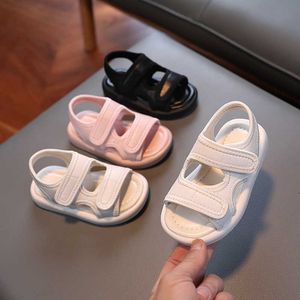Sandals Summer Boy Sandals Children's Soft Soled PU Leather Comfortable Girls Flats Solid Color Beach Shoes 21-30 AA230518