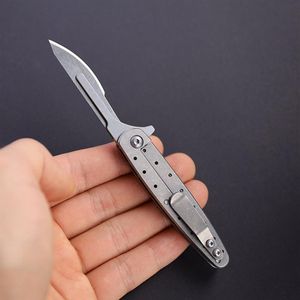 Outdoor TC4 Titanium Alloy Utility Knife Pocket Cutter EDC Tool with 3PCS replace #24 Blades195D
