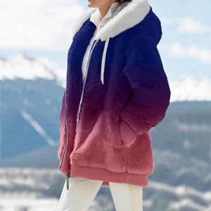 女性用ジャケットスタイリッシュなコントラストカラー冬のコートゆるいディスペルコールド