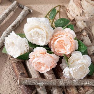 Decorative Flowers 1/3/5Pcs Rose Peony Artificial Decorations Fake Flower Home Table Arrangement Wedding Party Decor Supplies Silk Florals