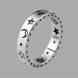 Anéis de casamento prateados banhados para mulheres vantagens estrelas ajustáveis ​​Lua Jóias geométricas da moda de moda minimalista presente