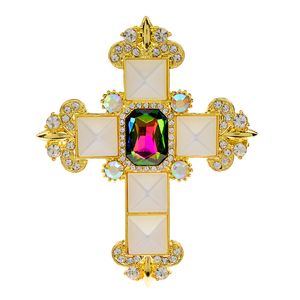 Cindy Xiang Rhinestone Cross Brooches för kvinnor Barock stil 2 färger tillgängliga Royal Pin Coat smycken vintertillbehör