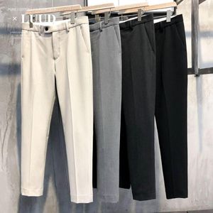 Men's Suits Suit Pants Casual Office High Quality Cotton Soft Trousers Business Male Wedding Party Dress Social 2023 S26