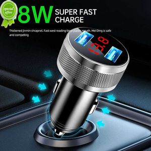 New 48W Car Chargers Metal Dual QC 3.0 Digital LED Display Dual USB for Mobile Phone Fast Charger for iPhone Samsung Huawei Xiaomi