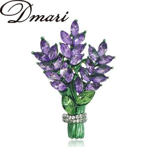 Dmari kvinnor brosch romantisk kristall lavendel blommor lapel stift ol tillbehör lavendel botanik rättfärdiga gåvor lyxsmycken