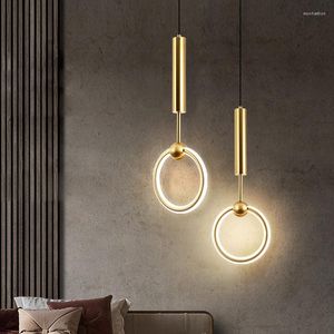 Kolye lambaları Modern LED Oturma Odası Avizeleri Yemek Masa Tavan Avizesi Mutfak Asma Işık Fikstür Bakır Renk İç Mekan Aydınlatma