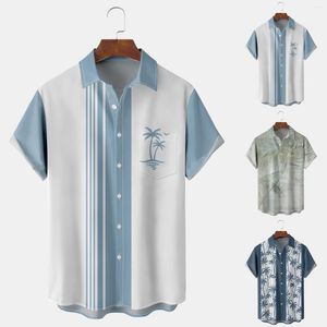 Men's Casual Shirts 2023 Summer Short Sleeved Coconut Tree 3D Digital Printing Men's Top Shirt Custom