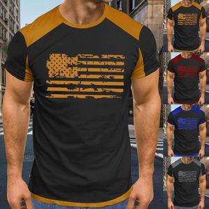 Erkek Tişörtleri Gömlek Organizatörü Büyük ve uzun boylu erkekler bağımsızlık günü bayrağı baskı ilkbahar yaz gündelik spor seti