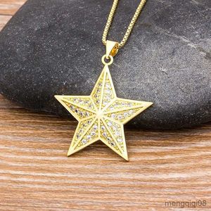 SALE STAR FORME Pendant Necklace For Women Girls Luxury Crystal Statement Necklace Copper Zirconlucky Chokers smycken gåvor