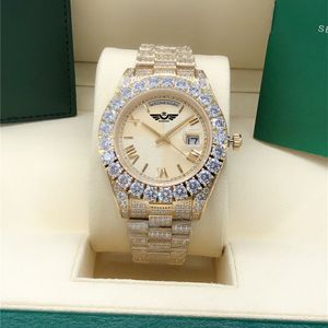 6 Stile Volldiamantgold römisches Zifferblatt Uhr 228396 128238 Saphir Big Diamond Lünette 43 mm 18 Karat Gold Herren 2813 Automatikarmbanduhr