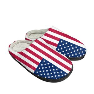 USA Flag Home Cotton Custom Slippers Mens Womens Sandals American Prode Plush Bedroom Casual Keep Warm Shoes Thermal Slipper X230519
