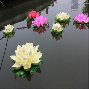 Decorative Flowers Diameter Of 17 CM Simulation Artificial Silk Flower Floating Water Pool Lotus For Event Home Wedding Decoration Supplies