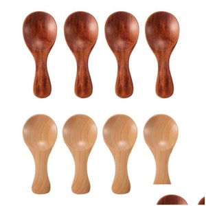Tea Scoops Mini Wooden Scoop Small Kitchen Spice Connt Spoons Sugar Coffee Spoon Short Handle Home Gadgets Drop Delivery Garden Dini Dhyep