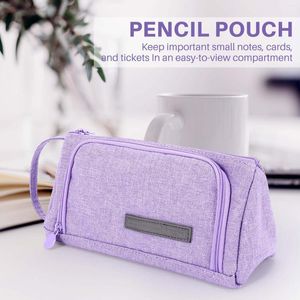 Big Capacity Colored Linen Storage Pouch Marker Pen Pencil Case Stationery Bag Holder For Middle High School Office Children