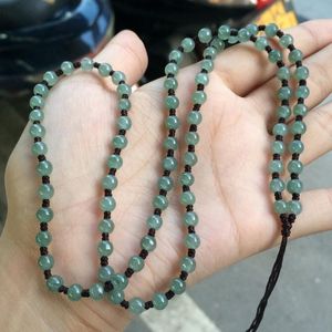 Necklaces Customized Natural Myanmar Jade 45mm Beads Handmade Tie Pendant Necklace Rope Genuine Green Jadeite Rope Chain Jade Jewelry