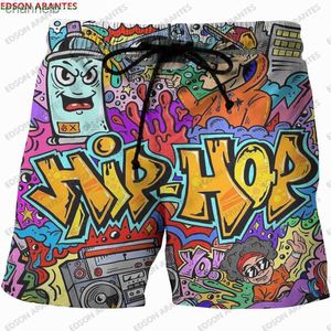 Hip Hop Erkek Şortları Kişiselleştirilmiş Graffiti Baskı Plajı Sörf Şortu Sokak Giyim Punk Rock Dance Rap Spor Spor Bozuk Şortları Özel S-6XL230519