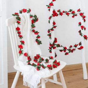 2pcs 2.5mローズ人工花を吊っている花輪の絹の葉のvine rattan for Home Wedding Arch Christmas Party Decor Plants Ivy G230518