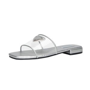 Slipper europeu Moda de moda transparente Torno