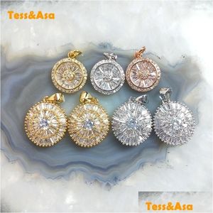 Anhänger Halsketten 5 stücke Runde Zarte Rose Gold Klar Kubikzircon Sier Überzogene Halskette Messing Charms Frauen Handgemachte Mädchen Schmuck dr Dhsri