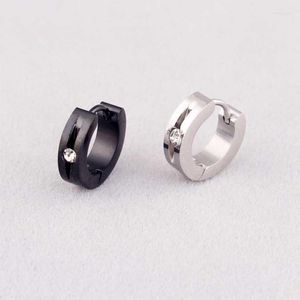 Hoop Earrings Fashion Crystal Small Color Gold Black Titanium Steel Setting Huggie Jewelry For Men Women